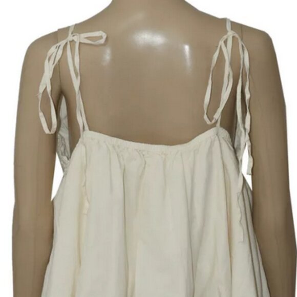 By Anthropologie Crochet Bubble Tank V Neck Beige Strap Top L - Picture 5 of 6